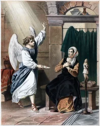 Ange apportant une lettre de Dieu à Christiana, vers 1850