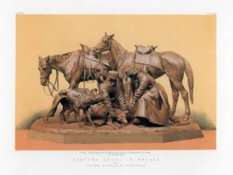 Groupe de chasse en bronze