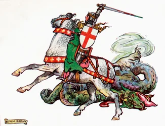 Saint Georges et le Dragon, illustration du livre pour enfants de la princesse Marie-José, publié 1916