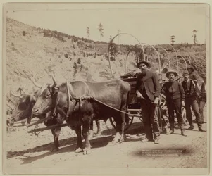 1889 - Prospecteurs se rendant dans les champs aurifères (photo n/b)