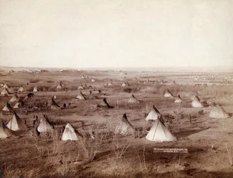Village tribal Lakota en 1891 par John Grabill