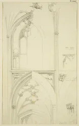 Détails de la tracery de la fenêtre du triforium et de la voûte de l