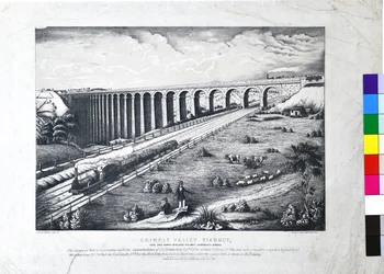 Viaduc de la vallée de Crimple, chemin de fer York et North Midland. Branche de Harrogate