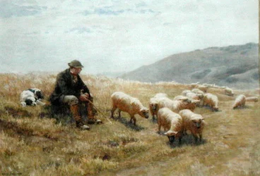Un berger sur les South Downs, vers 1900
