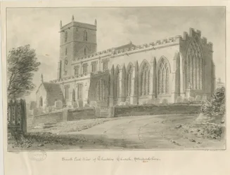 Église de Checkley : dessin sépia