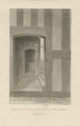 Pillaton Hall - Intérieur de la maison de la porte: dessin sépia