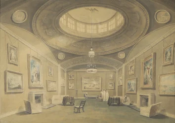 Croquis de la galerie de tableaux de Sir John Leicester par des artistes britanniques, Hill Street, Berkley Square, 1806