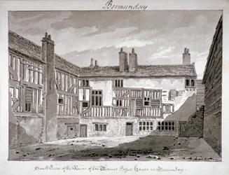 Vue sud des restes de la maison de Thomas Pope, Mill Lane, Bermondsey, Londres, 1808