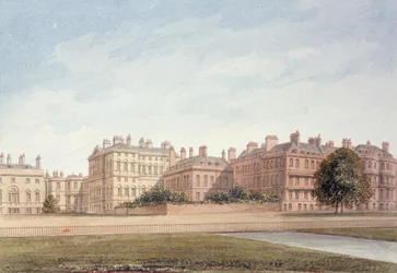 Le Trésor et les maisons de Downing Street depuis St. James