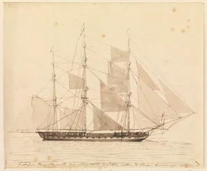 Frégate de 50 canons avec ses voiles d
