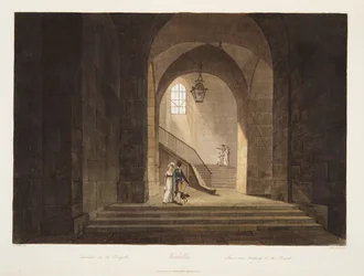 Escalier menant à la Chapelle, illustration de Versailles, Paris et Saint Denis, pub. 1806