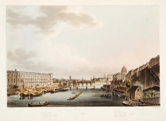 Le Louvre; Le Pont Neuf; Le Collège des 4 Nations; Quai de Voltaire, illustration de Versailles, Paris et Saint Denis, pub. 1805