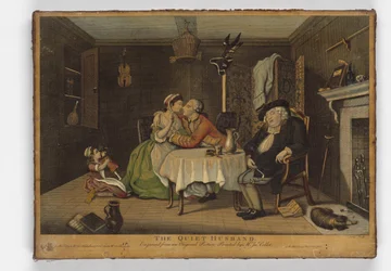 Le mari tranquille, gravure réalisée par John June, vers 1768