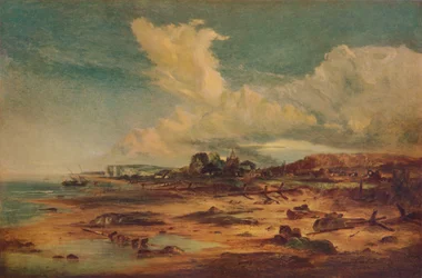 Scène côtière avec église