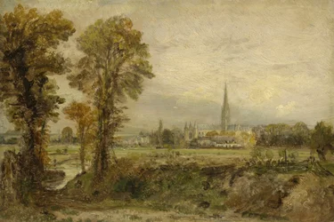 Vue lointaine de la cathédrale de Salisbury, 1821