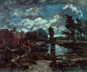 Moulin de Flatford depuis une écluse sur la Stour, c.1811