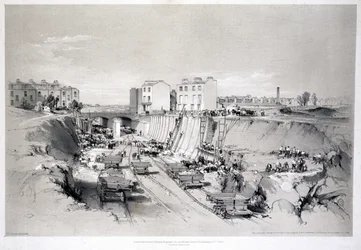 Construction des murs de soutènement à Park Street, Camden Town, 1836