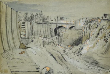 Construction du chemin de fer de Londres à Birmingham, vers 1835