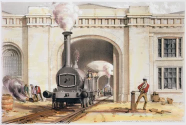 Entrée de la maison des locomotives, Camden Town, Londres