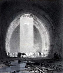 Puits de travail, tunnel de Kilsby, 8 juillet 1837, gravé par l