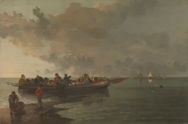 Une péniche avec un soldat blessé