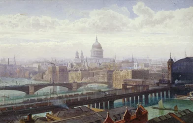 Pont ferroviaire de Cannon Street et pont de Southwark, Londres, 1892