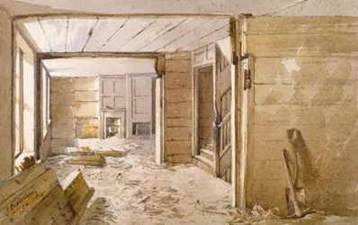 Intérieur de la pièce à côté de la prison White Lyon, Borough High Street, Southwark, Londres, 1887