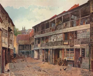Kings Head Inn et Kings Head Inn Yard, Borough High Street, Southwark, Londres, 1879