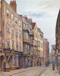 Londres perdu : Rue Holywell, vue vers l