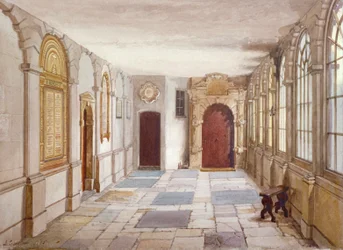 Passage menant à la chapelle, Charterhouse, Londres, 1885