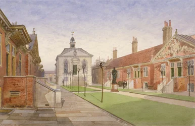 Maisons de retraite de la Trinité et chapelle de la Trinité, Mile End Road, Stepney, Londres, 1883