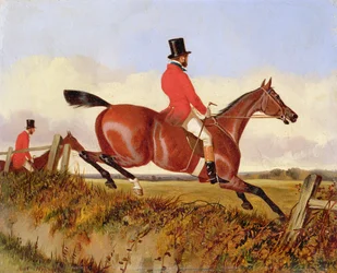 Chasse au renard : Franchir une haie, vers 1840