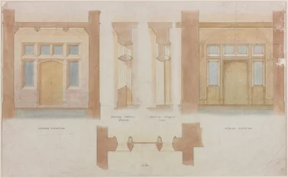 Élévation, section et plan de l