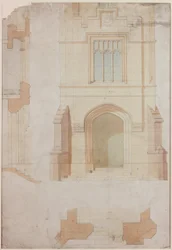 Élévation, section et plan de l