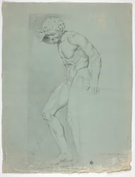 Statue antique de faune debout avec cymbales