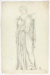 Statue Antique de Femme Drapée Debout