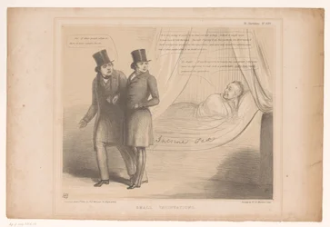 Caricature de Peel dans un lit confortable