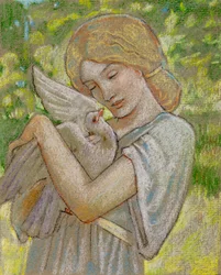 Fille avec une colombe