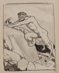 Sans titre [Homme luttant avec un serpent]