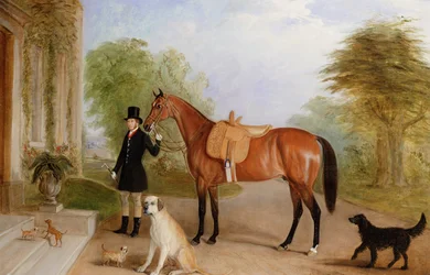 Un palefrenier avec un cheval