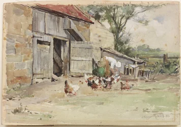 Nourrir les poules, 1909