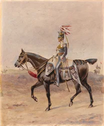 Un officier monté du 17e régiment de dragons légers (lanciers), vers 1825