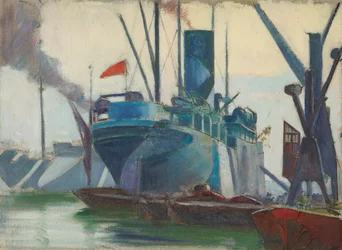 Navires en camouflage dans les docks de Londres, vers 1915-18