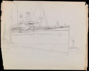 PAH1223; Croquis du paquebot Majestic (inachevé)