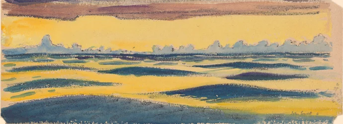Paysage marin, bleu foncé et nuage jaune et brun, fin 19e siècle - milieu 20e siècle
