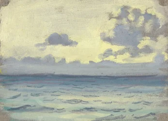 Paysage marin, navires sur un horizon calme, fin 19e siècle - milieu 20e siècle