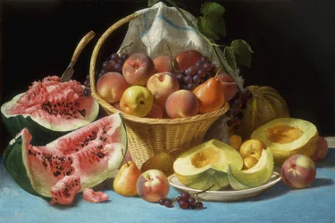 Melons, pêches et raisins