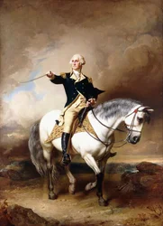 Portrait de George Washington prenant le salut à Trenton