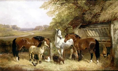 Animaux de la ferme dans un paysage
