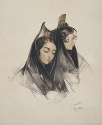 Filles de la Ronda, Andalousie, planche 11 de Sketches of Spain, gravé par Charles Joseph Hullmandel (1789-1850) publié en 1836